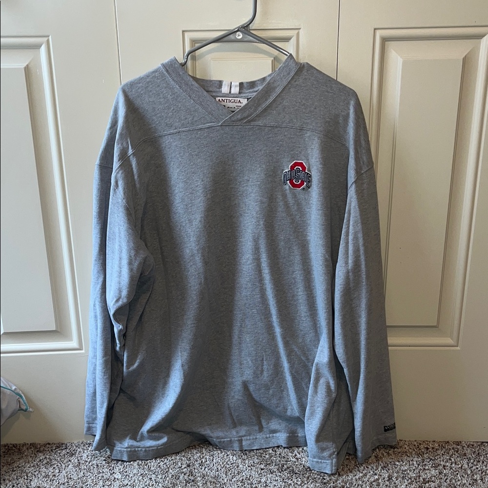 Antigua Ohio State University Gray Long Sleeve Shirt